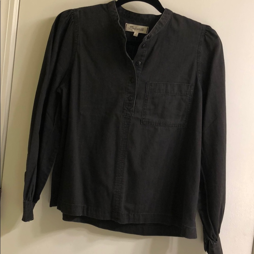 Madewell black denim long sleeve wide babydoll top